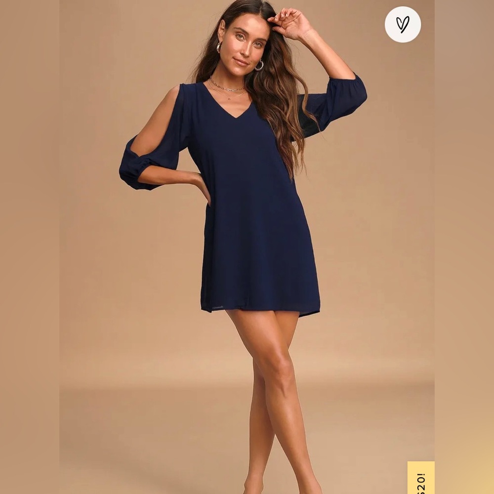 Lulus Long Sleeve Blue Dress - Size Small